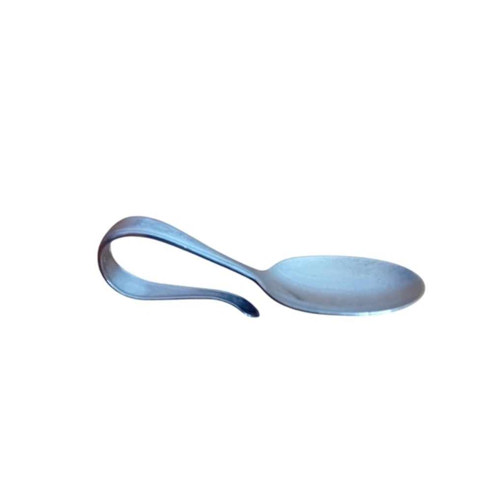 Vintage 40-50s Community Silver Plate Curved Baby Feeding Spoon Retro Elegant 4"